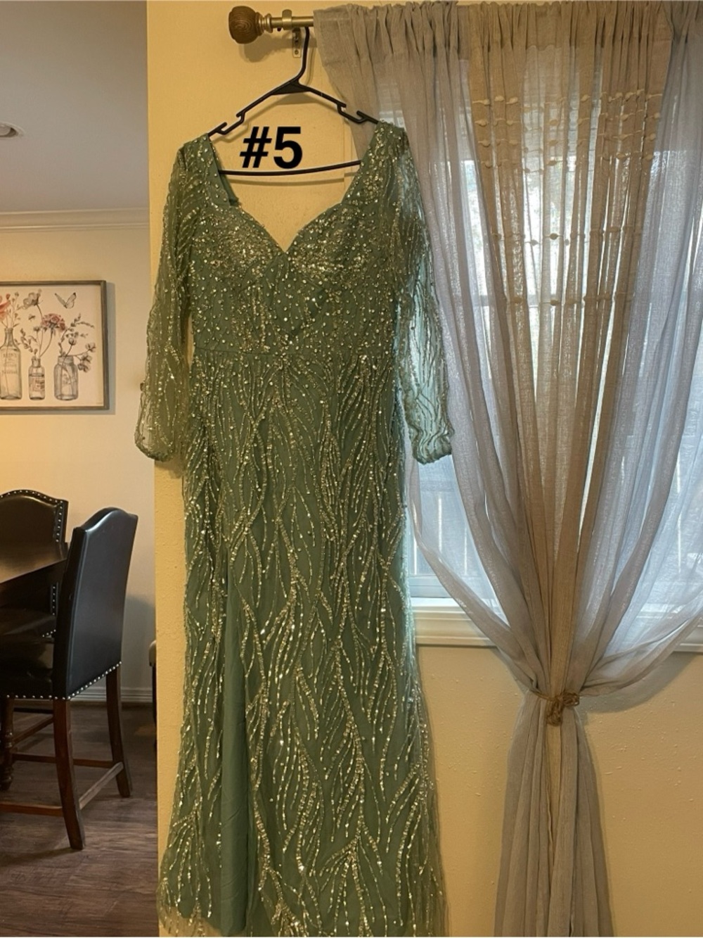 Embellished  Green Evening Dress